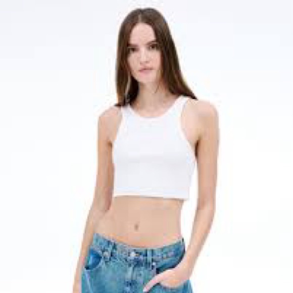 SLVRLAKE Womens Ribbed White Crop Top Size XS Minimalist Casual - Picture 1 of 7